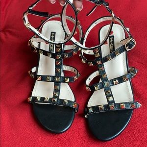 Black and Gold Studded Heels